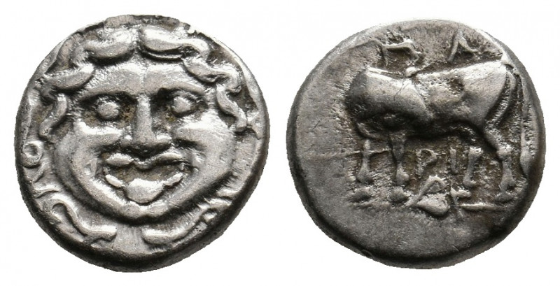 MYSIA. Parion. (4th century BC). AR Hemidrachm.
Obv: Facing gorgoneion within in...