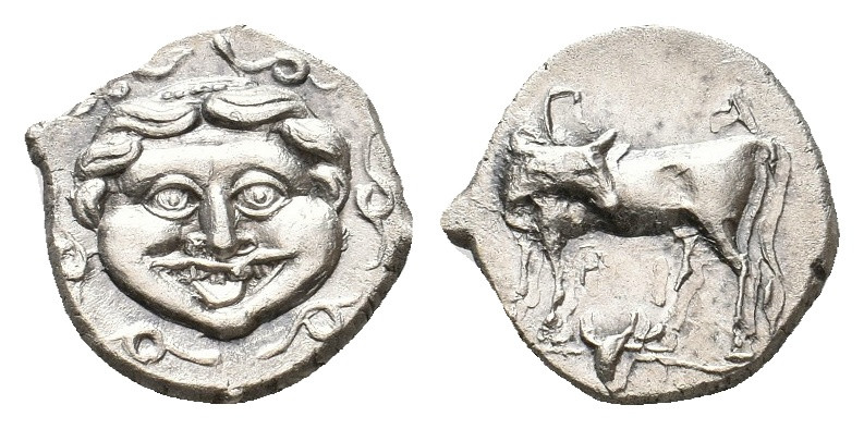 MYSIA. Parion. (4th century BC). AR Hemidrachm.
Obv: Facing gorgoneion within in...