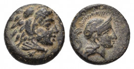 MYSIA. Pergamon (Circa 300-250 BC). Ae.
Obv: Head of young Herakles right, wearing lion skin. 
Rev: Helmeted head of Athena right.
SNG France 1595.
Co...