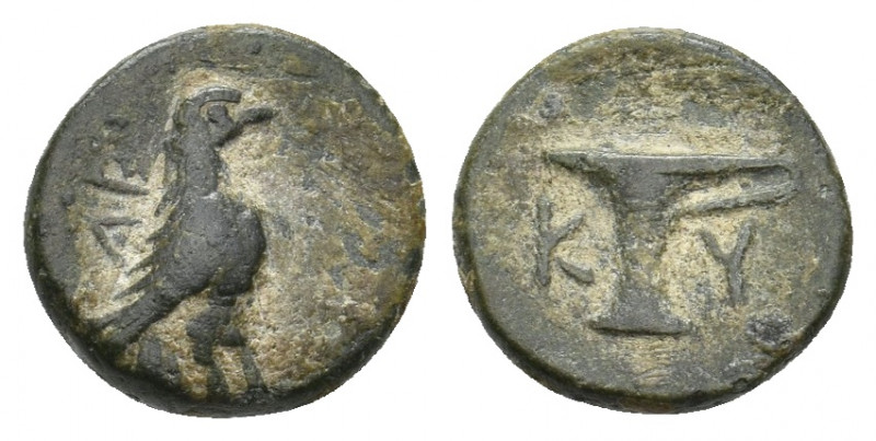 AEOLIS. Kyme. (Circa 350-250 BC). Ae.
Obv: Eagle standing right.
Rev: KY.
One-ha...
