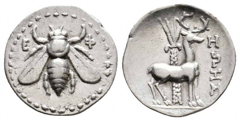 IONIA. Ephesos. (Circa 202-150 BC). AR Drachm. Zoes, magistrate.
Obv: Ε - Φ.
Bee...