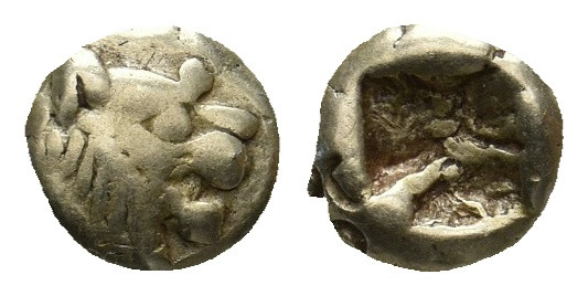 KINGS OF LYDIA. Sardes. Alyattes (Circa 610-560 BC). EL 1/12 Stater-Hemihekte.
O...