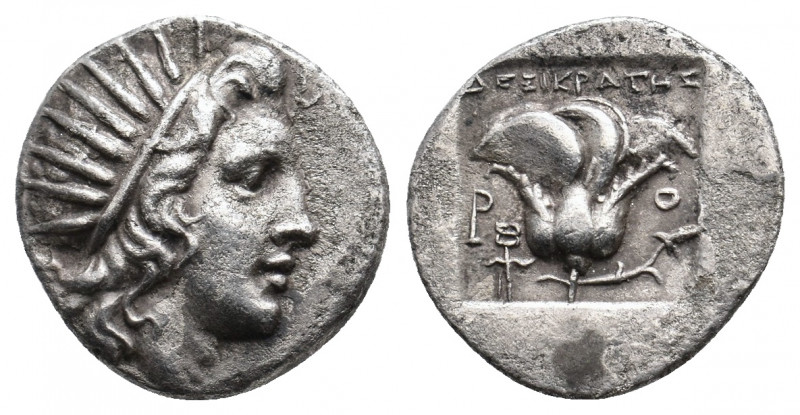 CARIA. Rhodes. (Circa 170-150 BC). Dexikrates, magistrate. AR Drachm.
Obv: Radia...