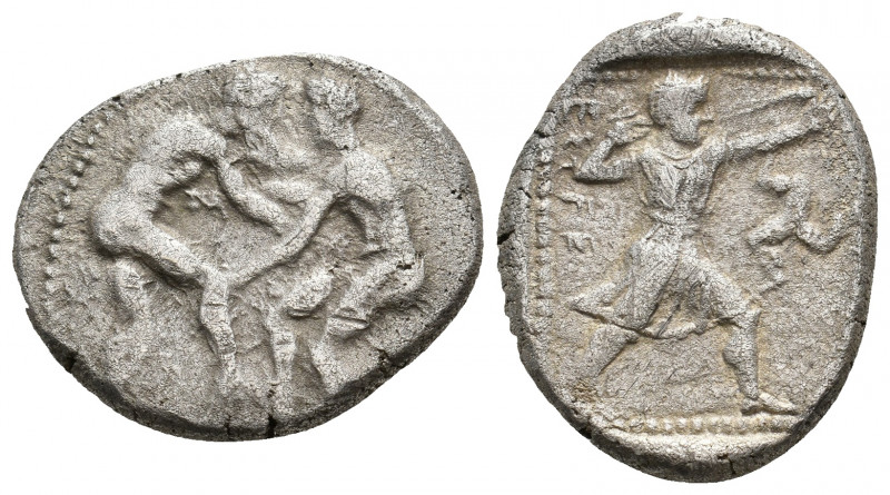 PAMPHYLIA. Aspendos. (Circa 380-325 BC). AR Stater.
Obv: Two wrestlers grappling...