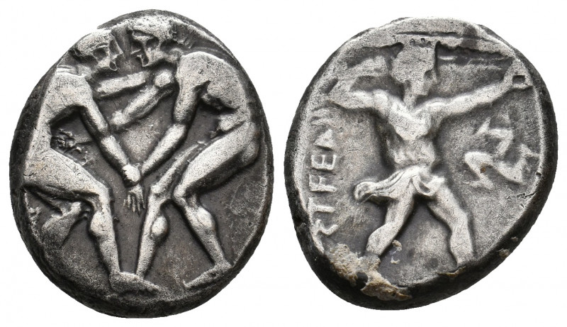 PAMPHYLIA. Aspendos. (Circa 380-325 BC). AR Stater.
Obv: Two wrestlers grappling...