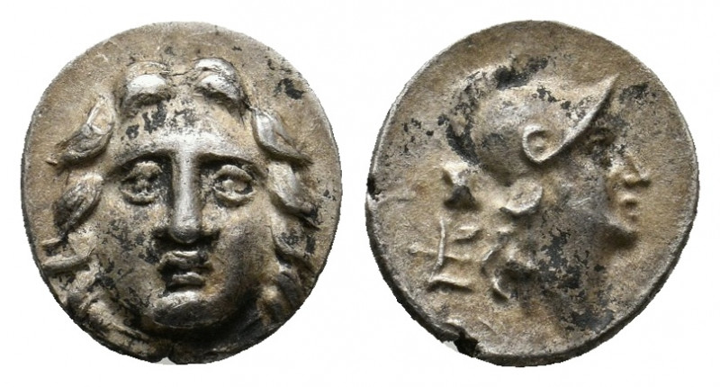 PISIDIA. Selge. (Circa 350-300 BC). AR Obol.
Obv: Gorgoneion.
Rev: Helmeted head...