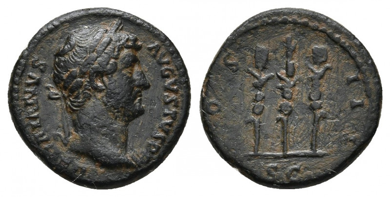 HADRIAN, 117-138 AD. AE, Quadrans. Rome. 
OBV: HADRIANVS AVGVSTVS P P.
Laureate ...