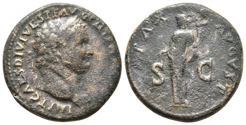 TITUS, 79-81 AD. AE, Sestertius. Eastern mint (Thrace?).
Obv: IMP T CAES DIVI VE...