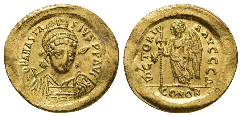 ANASTASIUS I (491-518 AD). AV, Solidus. Constantinople.
Obv: D N ANASTASIVS P P ...