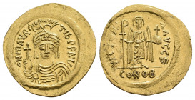 MAURICE TIBERIUS (582-602 AD). AV, Solidus. Constantinople. Light weight issue of 23 siliquae.
Obv: δ N MAVRC TIЬ P P AVG. 
Draped and cuirassed facin...