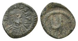 PHOCAS (602-610 AD). AE, Pentanummium. Constantinople.
Obv: [D N FOCAS] PERP AV. 
Diademed, draped and cuirassed bust right.
Rev: Large Ч.
Sear 647.
C...
