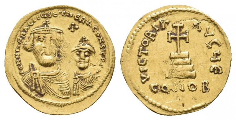 HERACLIUS with HERACLIUS CONSTANTINE (610-641 AD). AV, Solidus. Constantinople.
...