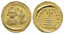 HERACLIUS with HERACLIUS CONSTANTINE (610-641 AD). AV, Solidus. Constantinople.
Obv: [δδ NN ҺЄRACL]IЧS ЄT ҺЄRA CONST P P AV. 
Crowned and draped facin...