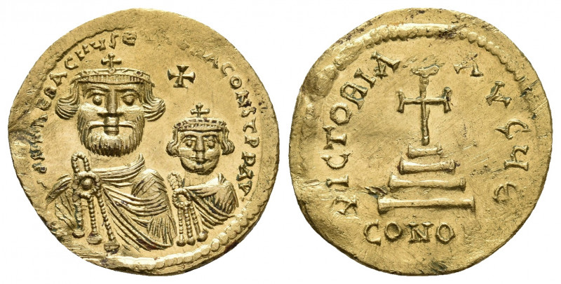 HERACLIUS with HERACLIUS CONSTANTINE (610-641 AD). AV, Solidus. Constantinople.
...