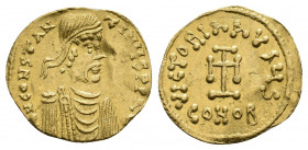 CONSTANS II (641-668 AD). AV, Tremissis. Constantinople.
Obv: d N CONSTANTINЧS T P P AV. 
Diademed, draped and cuirassed bust right.
Rev: VICTORIA AVς...