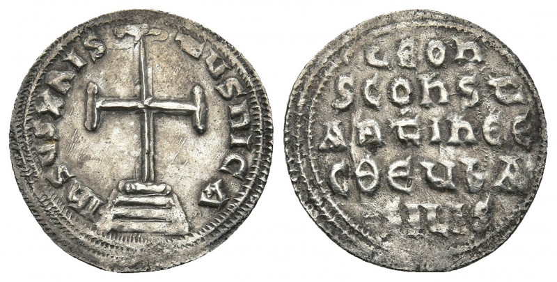 LEO IV THE KHAZAR with CONSTANTINE VI (775-780 AD). AR, Miliaresion. Constantino...
