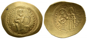 CONSTANTINE X DUCAS (1059-1067 AD). AV, Histamenon Nomisma. Constantinople.
Obv: + IҺS IXS RЄCX RЄGNANTIҺM. 
Christ Pantokrator seated, wearing nimbus...