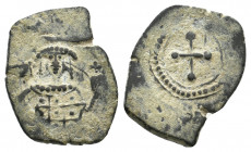 EMPIRE OF NICAEA. John III Ducas Vatatzes. (1222-1254 AD). AE, Tetarteron. Magnesia.
Obv: Half-length facing bust of John, holding labarum and globus ...