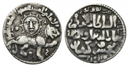 ISLAMIC. Seljuq of Rum. KAYKHUSRAW II (1236-1245 AD / 634-644 AH)
Obv: Lion and sun motif, legend around.
Rev: Name and titles in three lines, mint an...