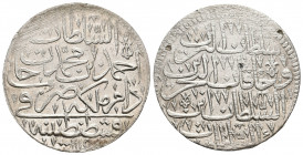 ISLAMIC, Ottoman Empire. AHMED III (1703-1730 AD). AR, Zolota. Constantinople.
Obv: Titles in four lines.
Rev: Name and titles, mint and date in five ...
