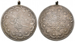 ISLAMIC. Ottoman Empire. ABDULHAMID II (1876-1909 AD / 293-1327 AH). 5 Kurush or Çeyrek Mecidiye. Qustantiniya (Constantinople). 
Obv: Toughra with 3 ...