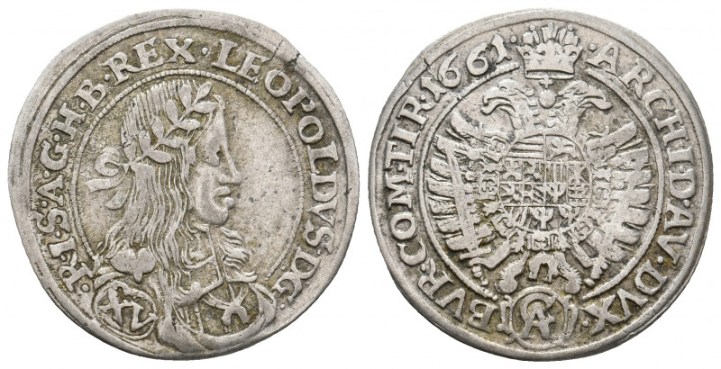 AUSTRIA. LEOPOLD I (1658-1705 AD). 15 Kreuzer (1661). Vienna.
Obv: LEOPOLDVS D G...