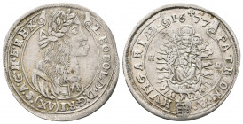 HOLY ROMAN EMPIRE. LEOPOLD I (1657-1705 AD). 15 Kreuzer (1677 K-B). Kremnitz.
Obv: LEOPOLD D G R I S A G H B REX. 
Laureate, draped and armored bust r...