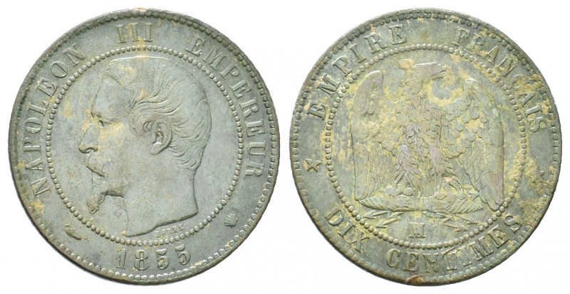 French. NAPOLÉON III (1852-1870 AD). Ten cents. Marseille
Obv: NAPOLEON III – EM...