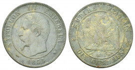 French. NAPOLÉON III (1852-1870 AD). Ten cents. Marseille
Obv: NAPOLEON III – EMPEREUR - 1855
Head of Napoléon III left. Signed “BARRE” below.
Rev: EM...