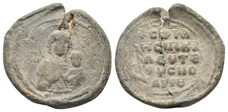 PB Byzantine Lead Seal of Michael, notarios (11th century AD). 
Obv: Bust of the...