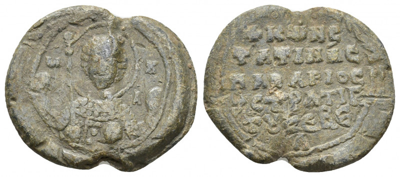 PB Byzantine Lead Seal of Constantine, Protospatharios and Strategos of Zebel (1...