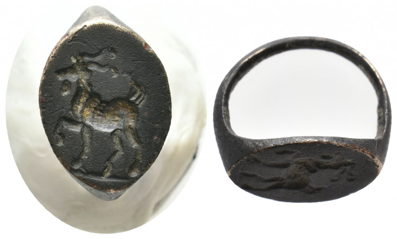 ANCIENT ROMAN BRONZE RING (1ST-3RD CENTURY AD.)
Goat 
Condition : See picture. N...