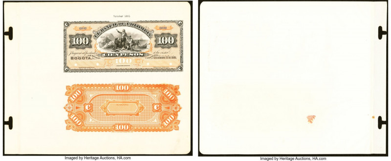 Colombia - Banco de Colombia. 100 Pesos December 15, 1881 Pick S388p Uniface Rec...