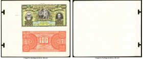 Colombia - Banco Nacional de la República de Colombia 100 Pesos March 4, 1888 Pick 218p Uniface Record Book Front and Back Proofs Uncirculated. A stun...