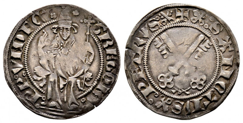 Gregorio XI 1370-1378
Grosso da 24 denari, Avignon, AG 2.52 g.
Ref : MIR 228 (R2...