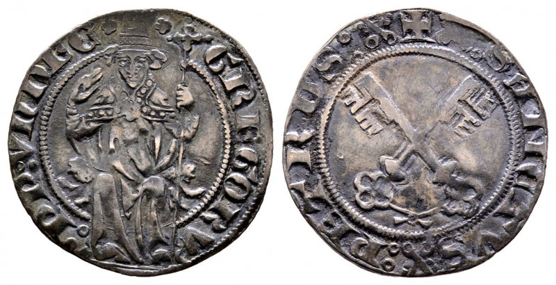 Gregorio XI 1370-1378
Grosso da 24 denari, Avignon, AG 2.46 g.
Ref : MIR 228 (R2...