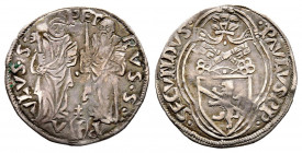 Paolo II 1464-1471
Terzo di Grosso, Macerata o Ancona, AG 0.57 g.
Ref : MIR 428/2 (R2)
presque TTB Très Rare