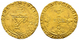Giulio II 1503-1513
Scudo d'oro del sole, Avignone, ND, AU 3.44 g. 
Ref : MIR 573/2 (R2), Munt. 78, Berman 625, Fr. 41 TTB+. Très Rare