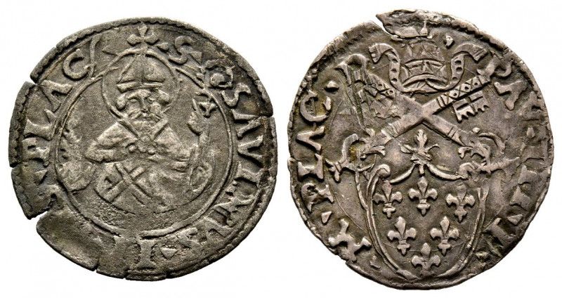 Paolo III 1534-1549
Grosso o Parpagliola da Soldi 2 e Denari 6, Piacenza, AG 1.9...