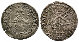 Paolo III 1534-1549
Grosso o Parpagliola da Soldi 2 e Denari 6, Piacenza, AG 1.9 g.
Ref : MIR 960/13 (R) , Berm 972, CNI 52
TB