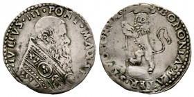 Giulio III 1550-1555
Gabella 1551-1555, Bologna, AG 2.14 g.
Ref : MIR 1002/2 (R2), Berman 1020, Munt 68.1
TTB. Rare