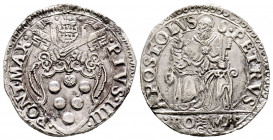 Pio IV 1559-1565
Triplice Giulio o Testone, Roma, AG 9.39 g.
Ref : MIR 1053/1
TTB-SUP