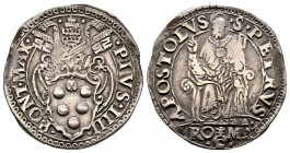 Pio IV 1559-1565
Triplice Giulio o Testone, Roma, AG 9.27 g.
Ref : MIR 1053/1
TTB+
