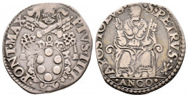 Pio IV 1559-1565
Triplice Giulio o Testone, Ancona, AG 8.11 g.
Ref : MIR 1060/2
TTB