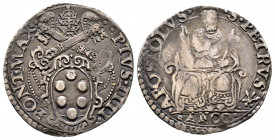 Pio IV 1559-1565
Triplice Giulio o Testone, Ancona, AG 9.08 g.
Ref : MIR 1060/8
TTB
