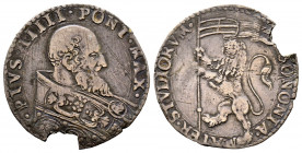 Pio V 1566-1572
Bianco, Bologna, AG 4.42 g.
Ref : MIR 1105, Munt. 49, Berm. 1116, CNI 10/20
TB