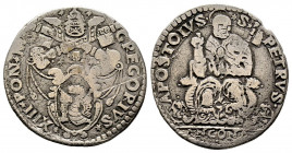 Gregorio XIII 1572-1585
Testone da 3 Giuli, Ancona, AG 8.33 g.
Ref : MIR 1204/6
TB-TTB