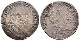Gregorio XIII 1572-1585
Testone da 3 Giuli, 1582, Ancona, AG 9.24 g.
Ref : MIR 1211/4 (R)
TTB+