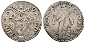 Gregorio XIII 1572-1585
Testone da 3 Giuli, Ancona, AG 9.36 g.
Ref : MIR 1217/5 (R)
TB-TTB