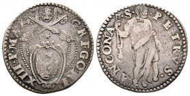 Gregorio XIII 1572-1585
Testone da 3 Giuli, Ancona, AG 9.00 g.
Ref : MIR 1217/5 (R)
TTB. Rare